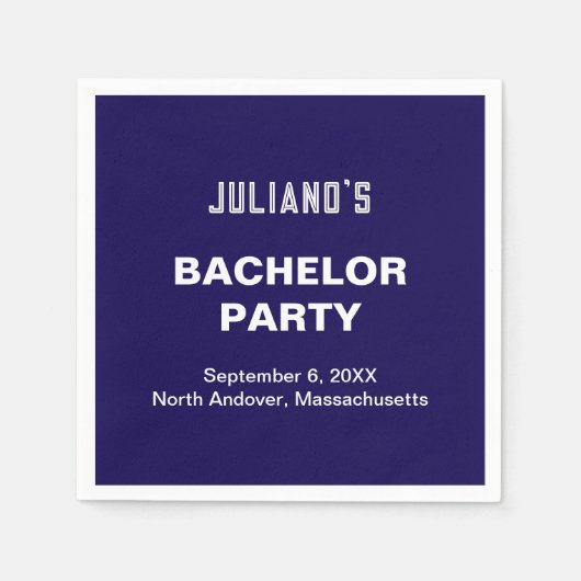 Serviette En Papier Papier Bachelor bleu foncé Napkin (Devant)