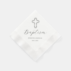 Serviette En Papier Papier Baptême croisé Napkin