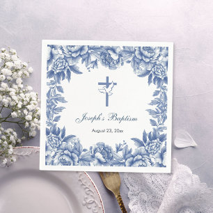 Serviette En Papier Papier Baptême de Toile Bleu Napkin