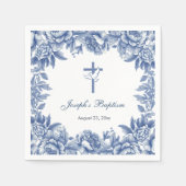Serviette En Papier Papier Baptême de Toile Bleu Napkin (Devant)