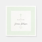 Serviette En Papier Papier Baptême Élégant Sage Green Napkin (Devant)