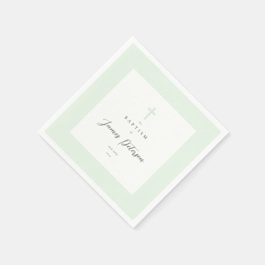 Serviette En Papier Papier Baptême Élégant Sage Green Napkin (Coin)