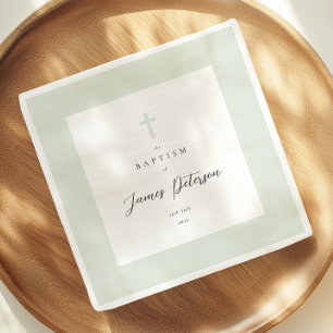 Serviette En Papier Papier Baptême Élégant Sage Green Napkin