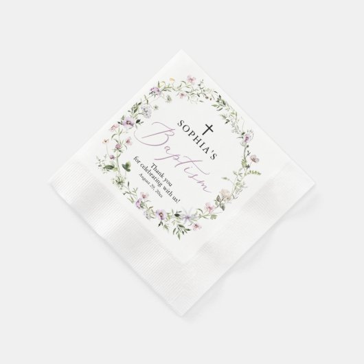 Serviette En Papier Papier Baptême Fleur sauvage violet Napkin (Coin)