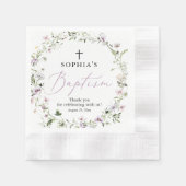 Serviette En Papier Papier Baptême Fleur sauvage violet Napkin (Devant)