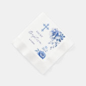 Serviette En Papier Papier Baptême Fleurs Bleues Napkin (Coin)