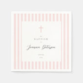 Serviette En Papier Papier Baptême Rose Élégant (Devant)