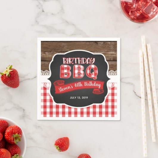 Serviette En Papier Papier BBQ Anniversaire - Rouge (En situation)