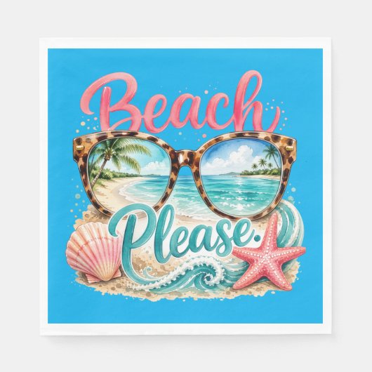Serviette En Papier Papier "Beach Please" (Devant)