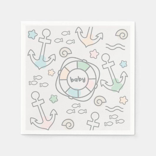 Serviette En Papier Papier bébé Ahoy (Devant)