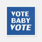 Serviette En Papier Papier blanc bleu "vote bébé vote" serviette (Devant)