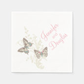Serviette En Papier Papier blanc rose mariage papillon (Devant)