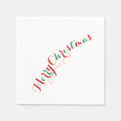 Serviette En Papier Papier blanc rouge Joyeux de Noël (Devant)
