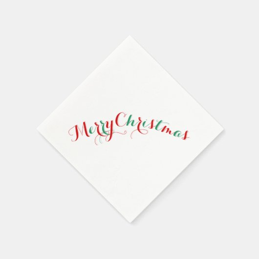 Serviette En Papier Papier blanc rouge Joyeux de Noël (Coin)