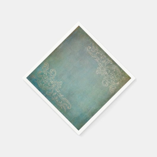 Serviette En Papier Papier bleu antique et dentelle Napkin (Coin)
