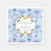 Serviette En Papier Papier bleu citron italien mariage serviettes (Devant)