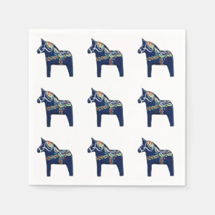 Serviette En Papier Papier bleu Dala Horse