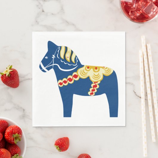 Serviette En Papier Papier bleu Dala Horse (En situation)