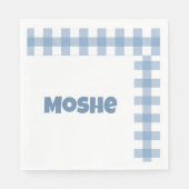 Serviette En Papier Papier bleu en vichy anniversaire (Devant)