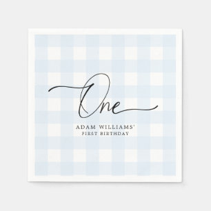 Serviette En Papier Papier bleu En vichy premier anniversaire Napkin