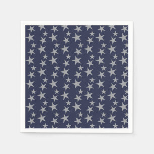 Serviette En Papier Papier bleu et argenté Stars