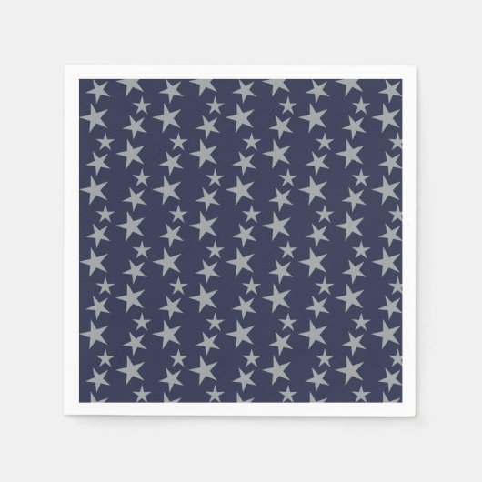 Serviette En Papier Papier bleu et argenté Stars (Devant)