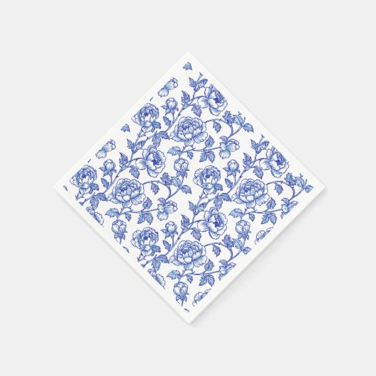 Serviette En Papier Papier bleu et blanc de style chinoiserie (Coin)