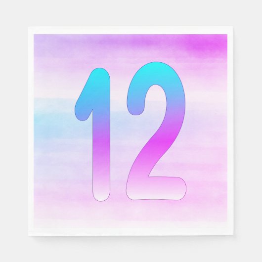 Serviette En Papier Papier bleu et violet 12e anniversaire Napkin (Devant)
