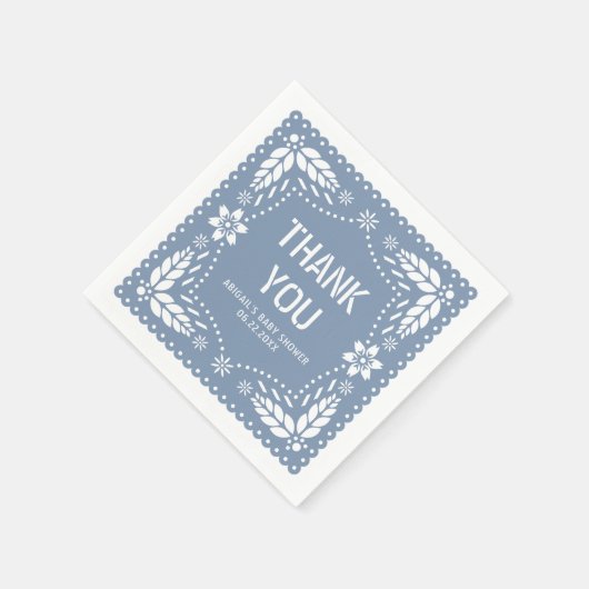 Serviette En Papier Papier bleu foncé picado Merci bébé garçon Douche (Coin)