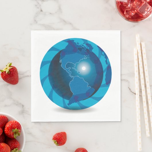 Serviette En Papier Papier bleu Globe (En situation)