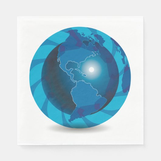 Serviette En Papier Papier bleu Globe (Devant)