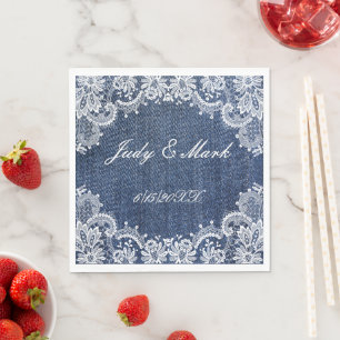 Serviette En Papier Papier bleu Jean Denim Et dentelle