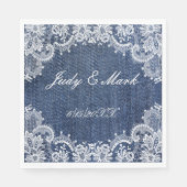 Serviette En Papier Papier bleu Jean Denim Et dentelle (Devant)