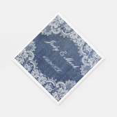 Serviette En Papier Papier bleu Jean Denim Et dentelle (Coin)