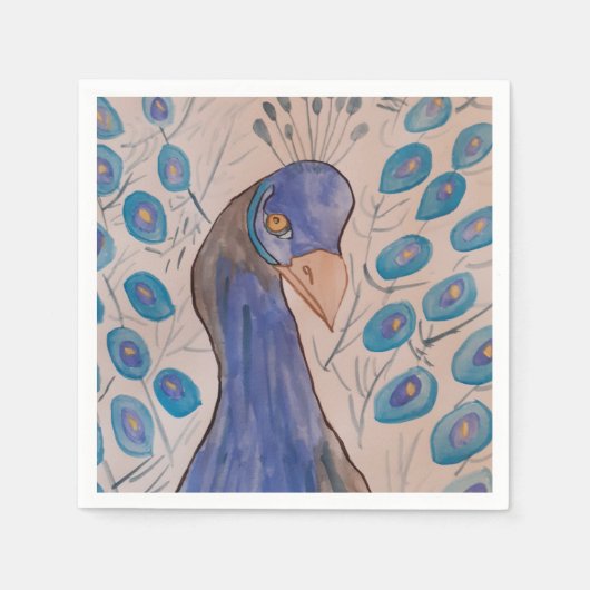 Serviette En Papier Papier bleu Peacock (Devant)