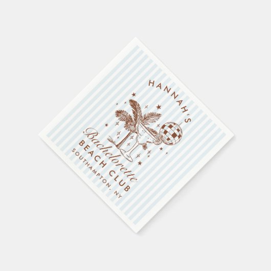 Serviette En Papier Papier bleu rétro moderne Bachelorette (Coin)