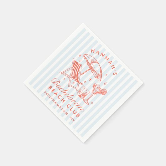 Serviette En Papier Papier bleu rétro moderne Bachelorette (Coin)