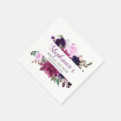 Serviette En Papier Papier Boho Floral Lavande violette Napkin (Coin)