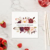 Serviette En Papier Papier Boho Russe Rouge Bourgogne (En situation)