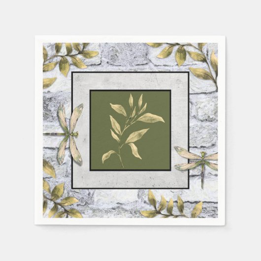 Serviette En Papier Papier Botanique Dragonfly Napkin (Devant)
