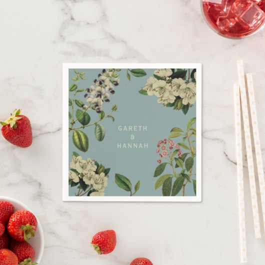 SERVIETTE EN PAPIER PAPIER BOTANIQUE NAPKIN-DUCK EGG BLEU (En situation)