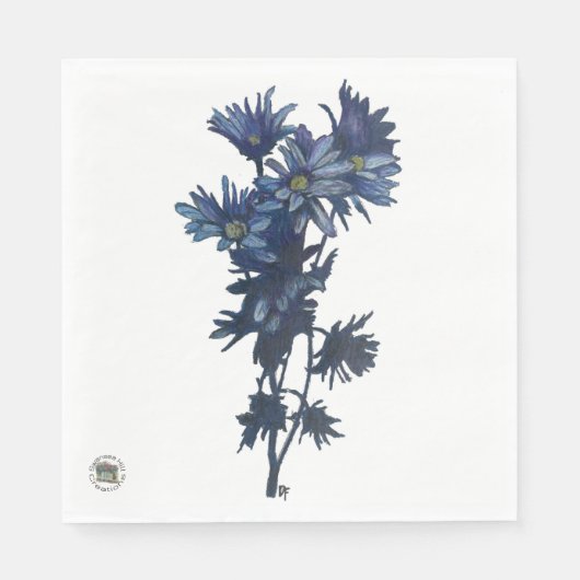 Serviette En Papier Papier Bouquet bleu Napkin (Devant)