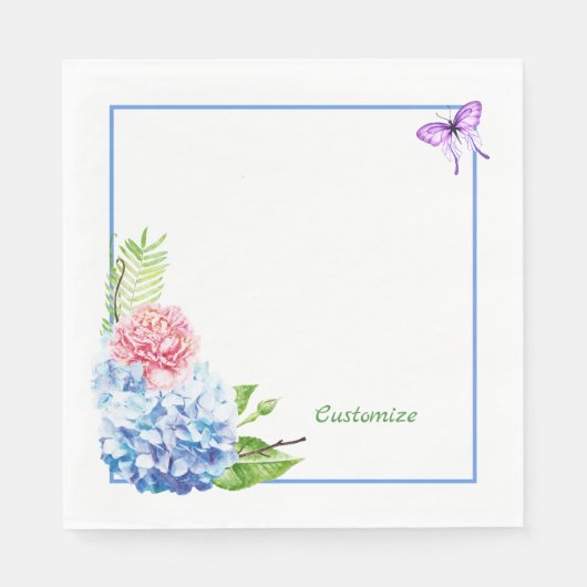 Serviette En Papier Papier Bouquet Hydrangea Napkin (Devant)