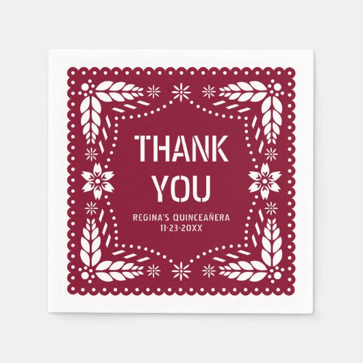 Serviette En Papier Papier bourguignon picado Merci QUINCEAÑERA (Devant)