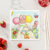 Serviette En Papier Papier Bunny Anniversaire (En situation)