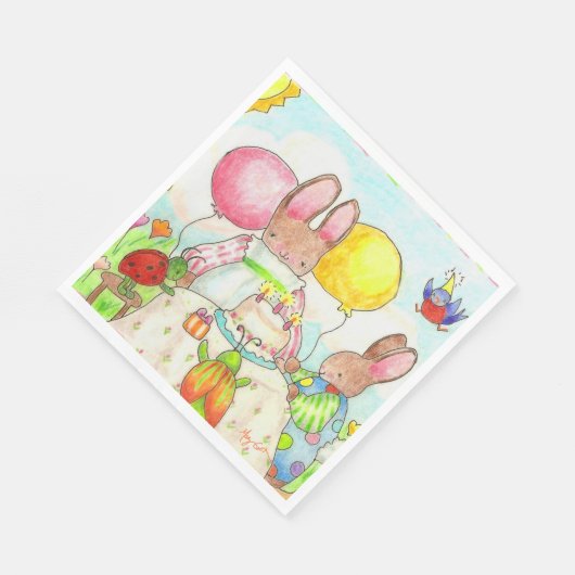 Serviette En Papier Papier Bunny Anniversaire (Coin)