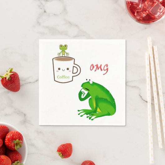 Serviette En Papier Papier, Café OMG Frog (En situation)