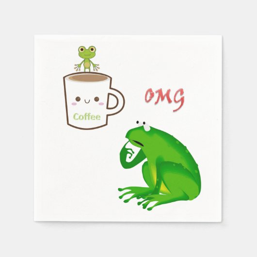 Serviette En Papier Papier, Café OMG Frog (Devant)