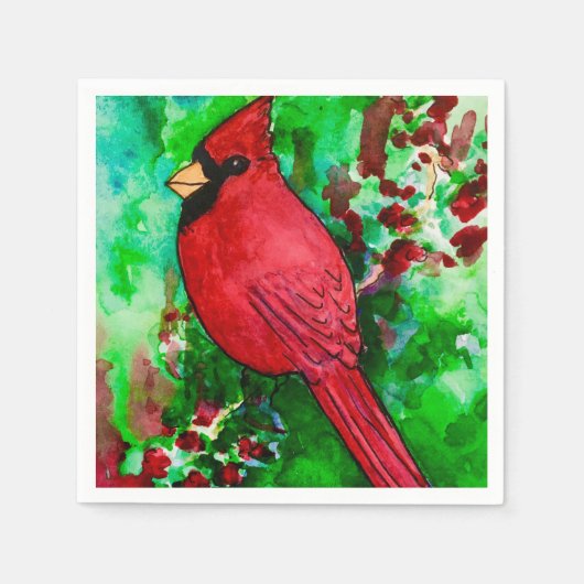 Serviette En Papier Papier cardinal rouge Papier à serviettes Aquarell (Devant)