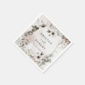 Serviette En Papier papier carré mariage floral argenté (Coin)